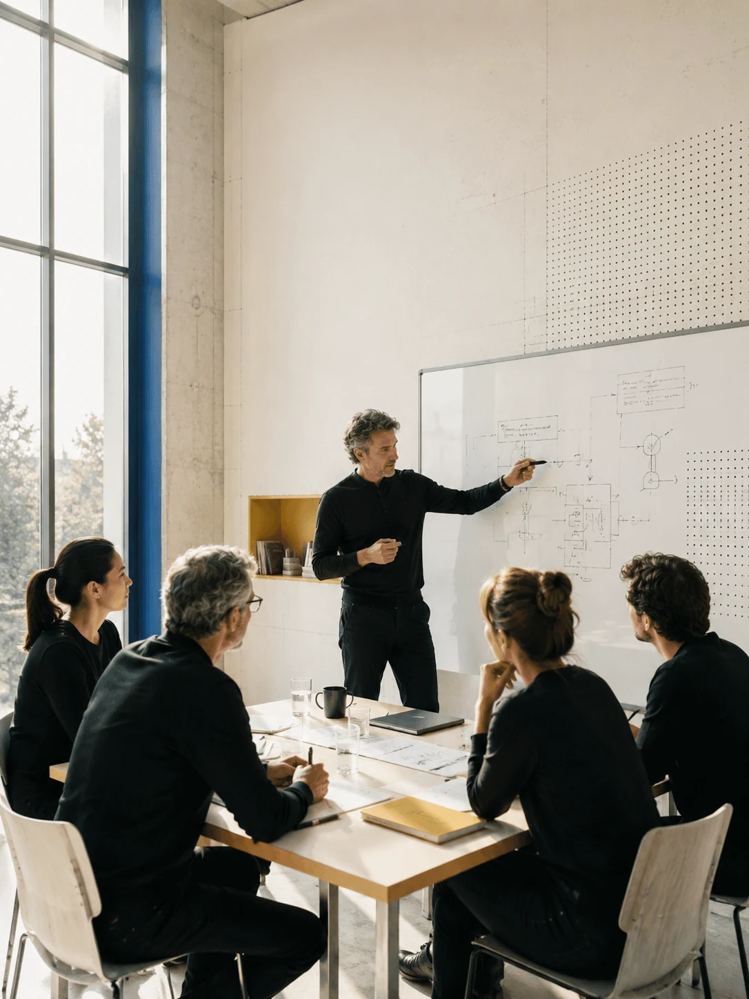 Ein Workshop am Whiteboard: Wissen wird gemeinsam aufgebaut.